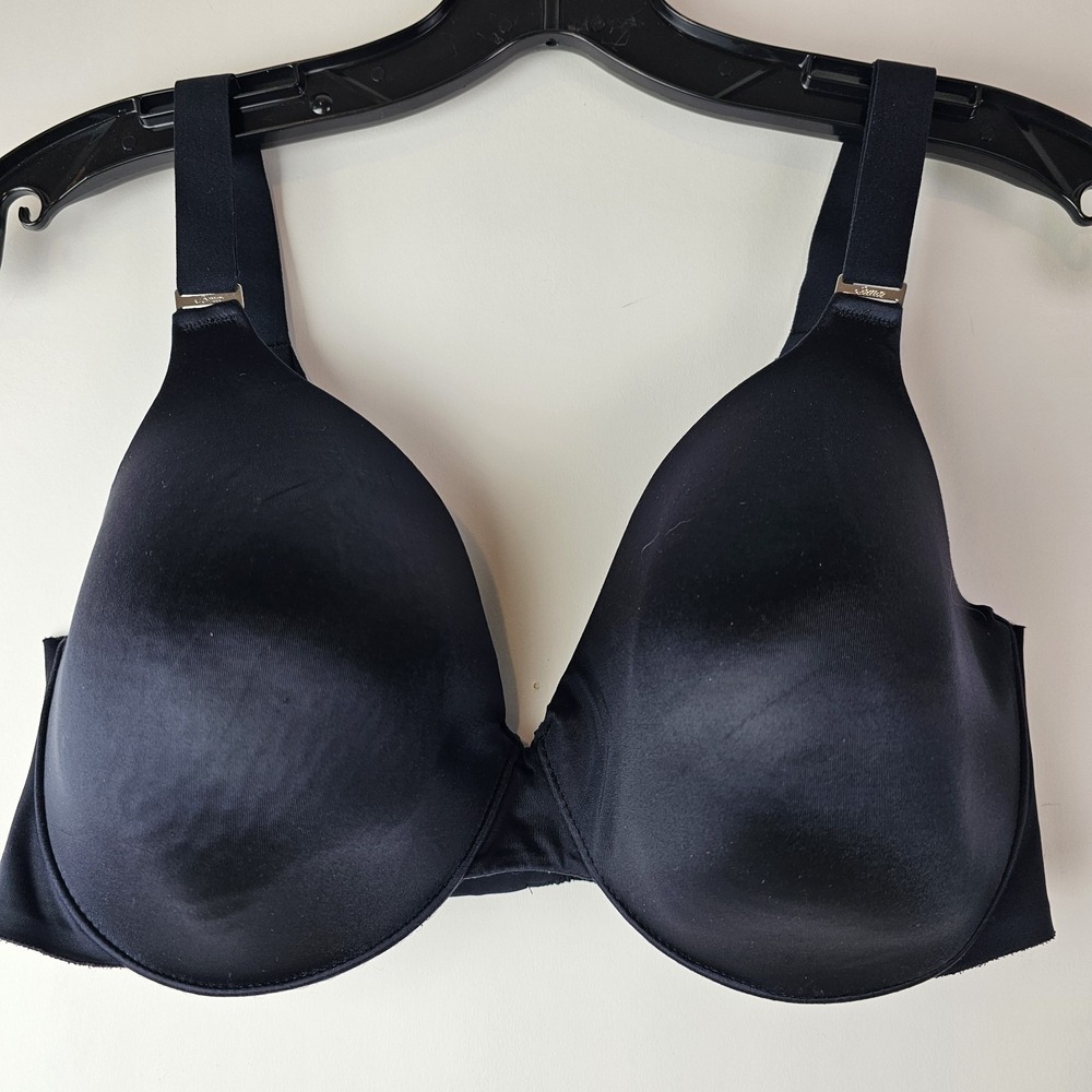Soma Vanishing Back Full Coverage Bra 38D Black Satin Adjustable Straps